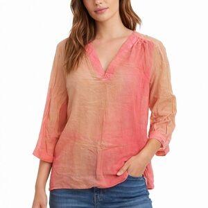 DIANE VON FURSTENBERG Coral V-Neck Blouse